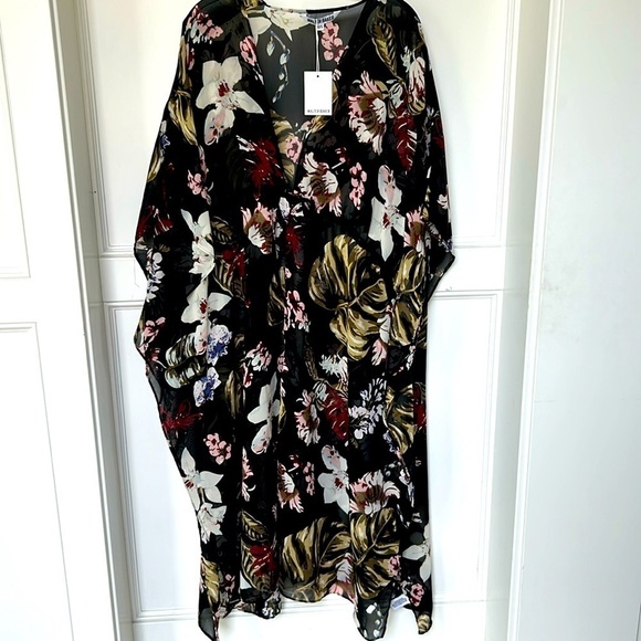 Walter Baker Tulum Sheer Tropical Print Floral Kimono Longline Duster Jacket O/S - Picture 4 of 11
